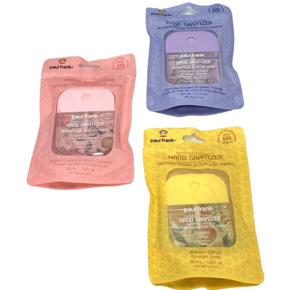 Paul Frank Hand Sanitizer Set 3pc 35ml Sweet Guava Coconut Citrus Floral NEW - Picture 2 of 7